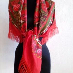 Romanian ,Hungarian,  Traditional Scarf Red Large